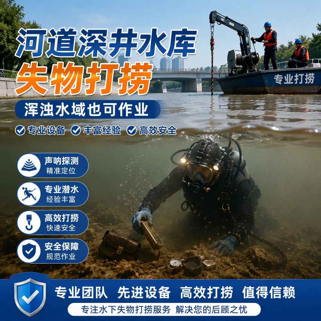 河道深井水库失物打捞，浑浊水域也可作业淄川